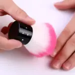 Nail Art Soft Nail Cleaner Brush Mini Stainless Steel Handle Remove Dust Small (Multicolor) 1pcs.