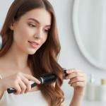 2 Pcs Hair Brush Comb Round Comb Twill with Wood Handle for Hair Drying Styling Curling (Black)