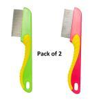 Flea Comb for Cat Dog, Stainless Steel Fine Tooth Flea Lice Tear Stain Remover Comb(2 Pcs).