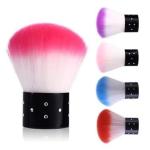 Nail Art Soft Nail Cleaner Brush Mini Stainless Steel Handle Remove Dust Small (Multicolor) 1pcs.