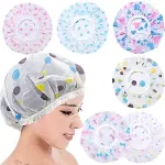 Rain and shower Cap Disposable Shower Caps for Women Larger Thicker Waterproof set of 3