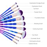 Professional Diamond Handle synthetic fiber Makeup Brush Set with Big Fish Tail for Foundation Eyeshadow Lips - 12 Pieces and Silicone Egg