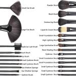 Makeup Brush Set with Black Leather Case- BLACK, 24 Pieces