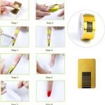 (Pack of 100) Nail Stencils, Modelling Stencils, Self-Adhesive for Gel Nails, Nail Extension Golden Stencils
