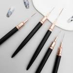 5pcs Set Extra Fine Line Liner Slim Brush Line Nail Brush Nail Art Pen (Black).