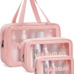 Makeup Bag for Home & Travel, Toiletry Bag  (Set of 3 Light Pink)