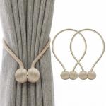 (1 Pair) Curtain Tiebacks Curtain Drape Hold backs Clips Rope Holder Tie Back for Home Bedroom Office (Beige.)