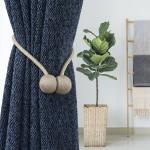 (1 Pair) Curtain Tiebacks Curtain Drape Hold backs Clips Rope Holder Tie Back for Home Bedroom Office (Beige.)