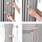 (1 Pair) Curtain Tiebacks Curtain Drape Hold backs Clips Rope Holder Tie Back for Home Bedroom Office (Beige.)