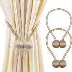 (1 Pair) Curtain Tiebacks Curtain Drape Hold backs Clips Rope Holder Tie Back for Home Bedroom Office (Beige.)
