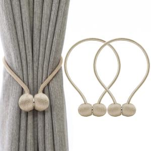 (1 Pair) Curtain Tiebacks Curtain Drape Hold backs Clips Rope Holder Tie Back for Home Bedroom Office (Beige.)