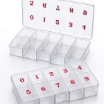 Nail Tip Box False Empty Nails Tips Organizer Storage, 10 Number Spaces Storage Case Container Nails Box