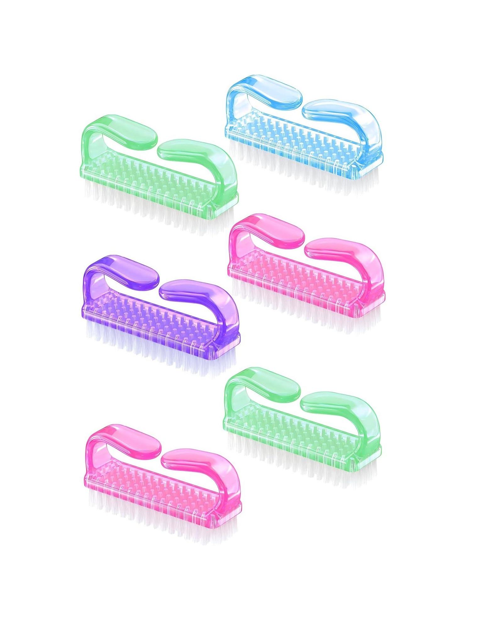 6pcs Big Handle Grip Nail Brush, Fingernail Scrub Cleaning Brush, Pedicure Cleaner Brushes.
