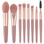 PRIMUM 8 PCS Mini Makeup Brush Set with Case, Portable Foundation Brush Kit Travel,