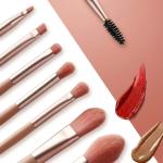 PRIMUM 8 PCS Mini Makeup Brush Set with Case, Portable Foundation Brush Kit Travel,