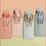 PRIMUM 8 PCS Mini Makeup Brush Set with Case, Portable Foundation Brush Kit Travel,