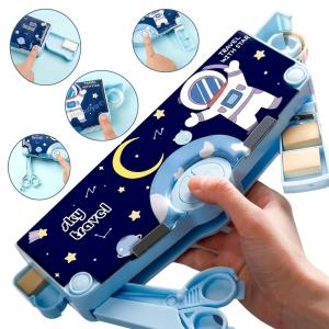 Multi-Functional Pencil Box For Kids, Space Pencil Box For Boys & Girls, Magnetic Pencil Box (Pack of 1).