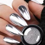 Powder, 2 Jars Nail Art Mirror Glitter With Sponge Applicators.