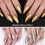 Powder, 2 Jars Nail Art Mirror Glitter With Sponge Applicators.