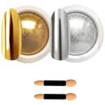 Powder, 2 Jars Nail Art Mirror Glitter With Sponge Applicators.