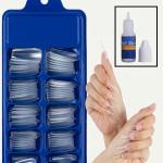 100pcs Transparent Nails and 2 pcs fake nails glue .