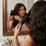 2 Pcs Hair Brush Comb Round Comb Twill with Wood Handle for Hair Drying Styling Curling (Black)