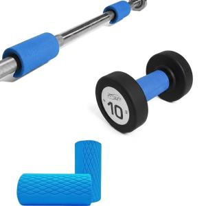 Thick Bar Grips for Barbell, Dumbbell, and Kettlebell Hand Grip/Fitness Grip  (Blue) 1 Pair
