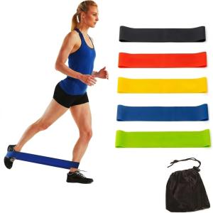 Loop Bands for Fitness, Yoga, Pilates, Legs, Waist, Shoulders, HIPS and Strength Training - Set of 5