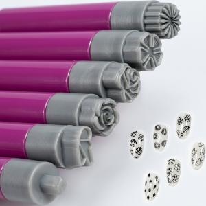 Nail Art Flower Magnet Stamp Pen, Double Head Flower Design, Nail Magnet Stick.