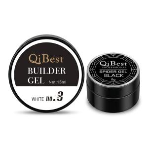Builder Gel white with spider gel black for for Nail Extension UV/LED (Pack of 2).