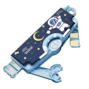 Plastic Space Theme Multiple Compartment Pencil Box Geometry Box (Blue) 1 Piece