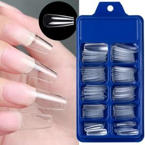100pcs Transparent Nails and 2 pcs fake nails glue .