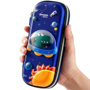 Pencil  Case for Boys 3D Cartoon Storage Pouch Pen Holder for School Kids Children's Student Stationery Box UFO Blue