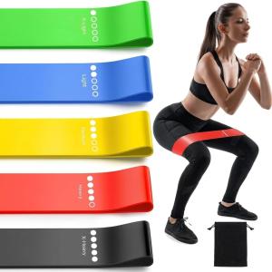 Loop Bands for Fitness, Yoga, Pilates, Legs, Waist, Shoulders, HIPS and Strength Training - Set of 5