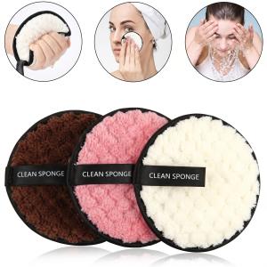 Makeup Remover Sponge Reusable Rounds Soft Facial Cleaning Puffs(Multicolor) 3 Piece