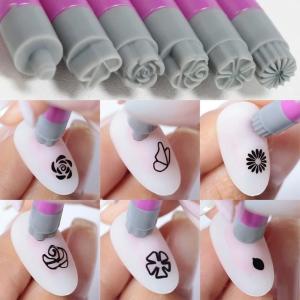Nail Art Flower Magnet Stamp Pen, Double Head Flower Design, Nail Magnet Stick.