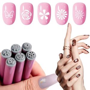 Nail Art Flower Magnet Stamp Pen, Double Head Flower Design, Nail Magnet Stick.