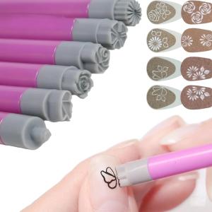 Nail Art Flower Magnet Stamp Pen, Double Head Flower Design, Nail Magnet Stick.
