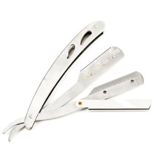 Stainless Steel Straight Edge Barber Razor Folding Shaving Shaver Without Blade for Men, Men (Pack of 1).
