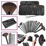 Premium Makeup Brushes Set Black 24 Piece Complete Cosmetic Brush Collection for Foundation Blending Power Blush Eyeshadow