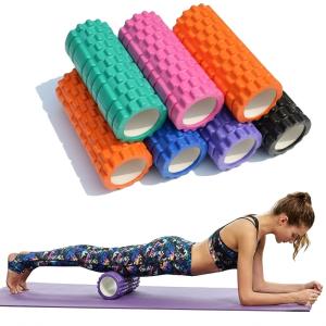 (1Piece)Fitness GRID Foam Roller For Exercise, Deep Tissue Massage and Muscle Recovery(Multicolor).