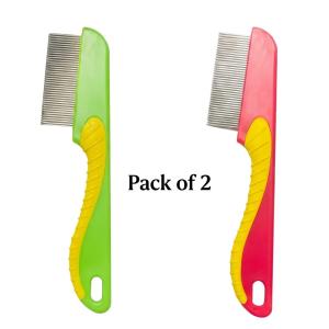 Flea Comb for Cat Dog, Stainless Steel Fine Tooth Flea Lice Tear Stain Remover Comb(2 Pcs).
