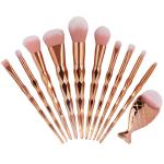 Makeup Diamond Cut Handle Brush with Fish Tail Foundation brush kit 11 Pieces