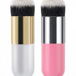 2 Pcs Golden Round Pier Foundation Brush Flat Cream Makeup Brush (1 White & Pink)