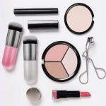 2 Pcs Golden Round Pier Foundation Brush Flat Cream Makeup Brush (1 White & Pink)