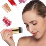 2 Pcs Golden Round Pier Foundation Brush Flat Cream Makeup Brush (1 White & Pink)