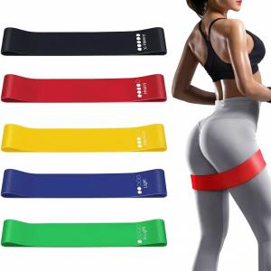 Loop Bands for Fitness, Yoga, Pilates, Legs, Waist, Shoulders, HIPS and Strength Training - Set of 5