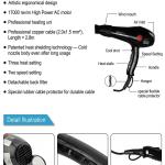 Heavy Duty Hair Dryer Hot and Cold Hair Dryers with 2 Switch speed setting For Men, Hair Dryer For Women(Black)