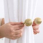 2 Pair Magnetic Curtain Tiebacks Convenient Drape Tie Backs-Pearl Decorative Rope Holdback Holder(2 pair).Golden