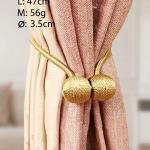 2 Pair Magnetic Curtain Tiebacks Convenient Drape Tie Backs-Pearl Decorative Rope Holdback Holder(2 pair).Golden